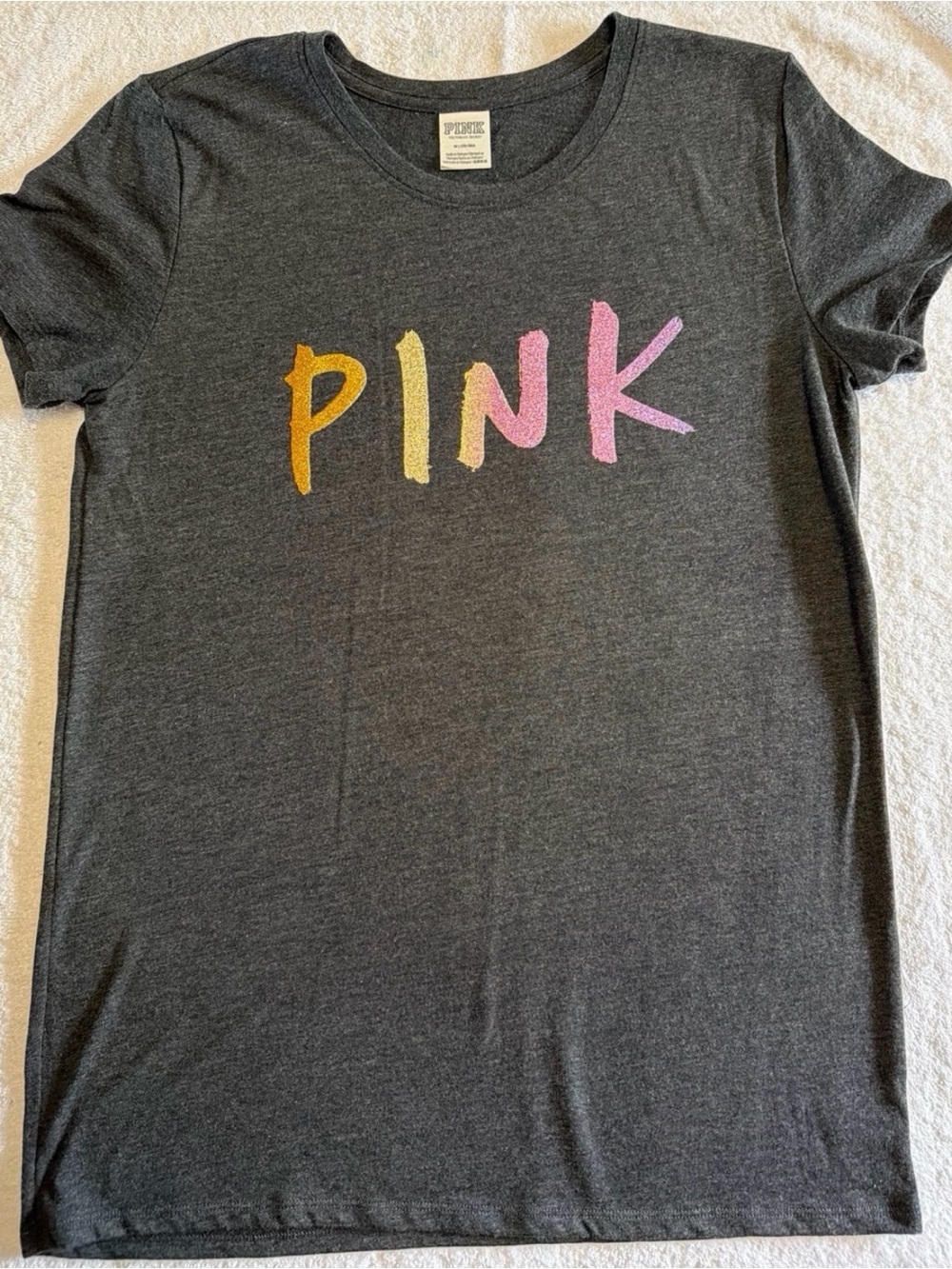 PINK Victoria's Secret Charcoal Gray Tee with White Tag